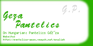 geza pantelics business card